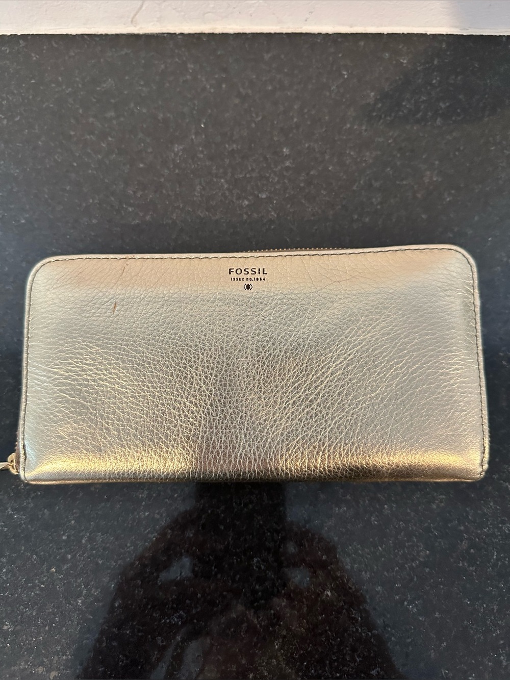 Fossil Metallic Gold Zip-Around Wallet